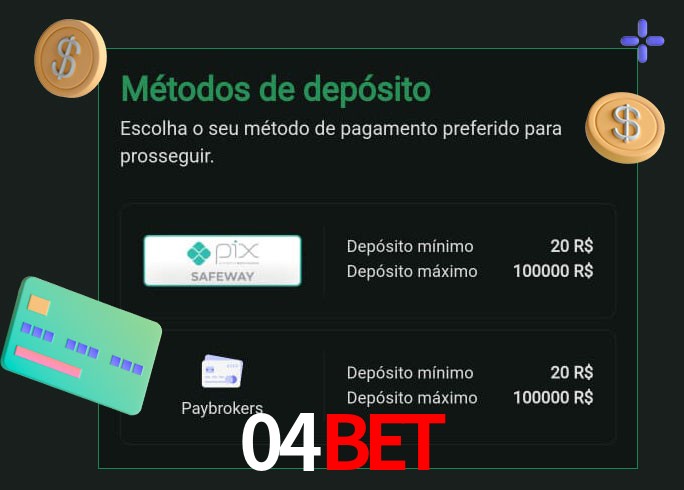 O cassino 04bet oferece uma grande variedade de métodos de pagamento
